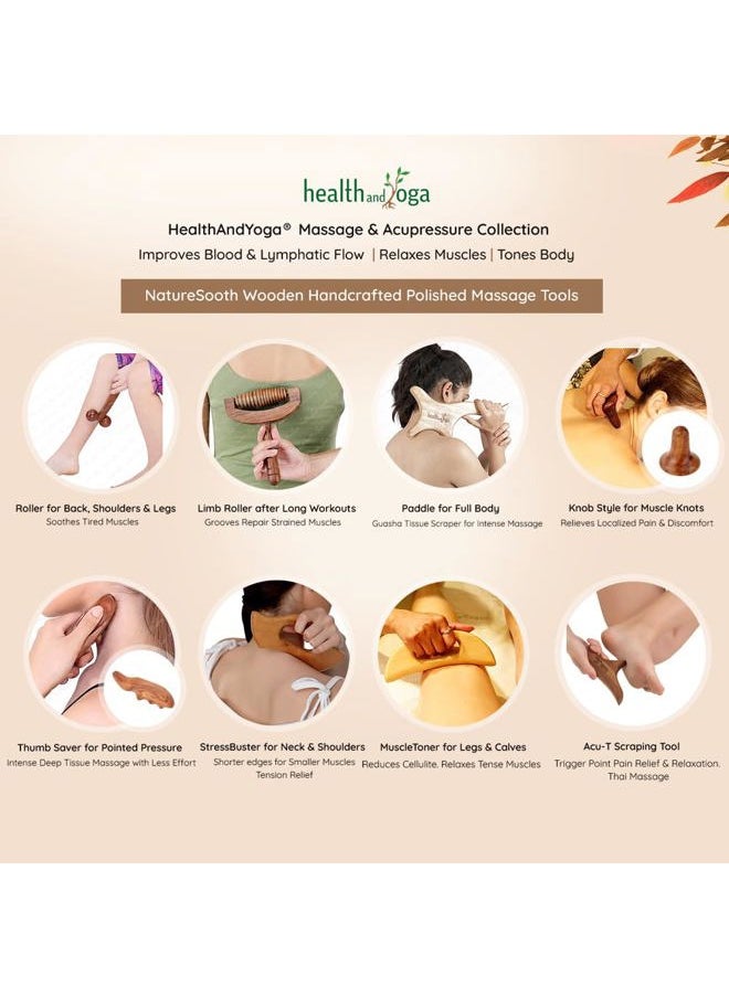 SoulGenie - HealthAndYoga™ NatureSooth Handcrafted Wooden Limb Massager - Relieves Tired Leg and Arm Muscles - Image 1
