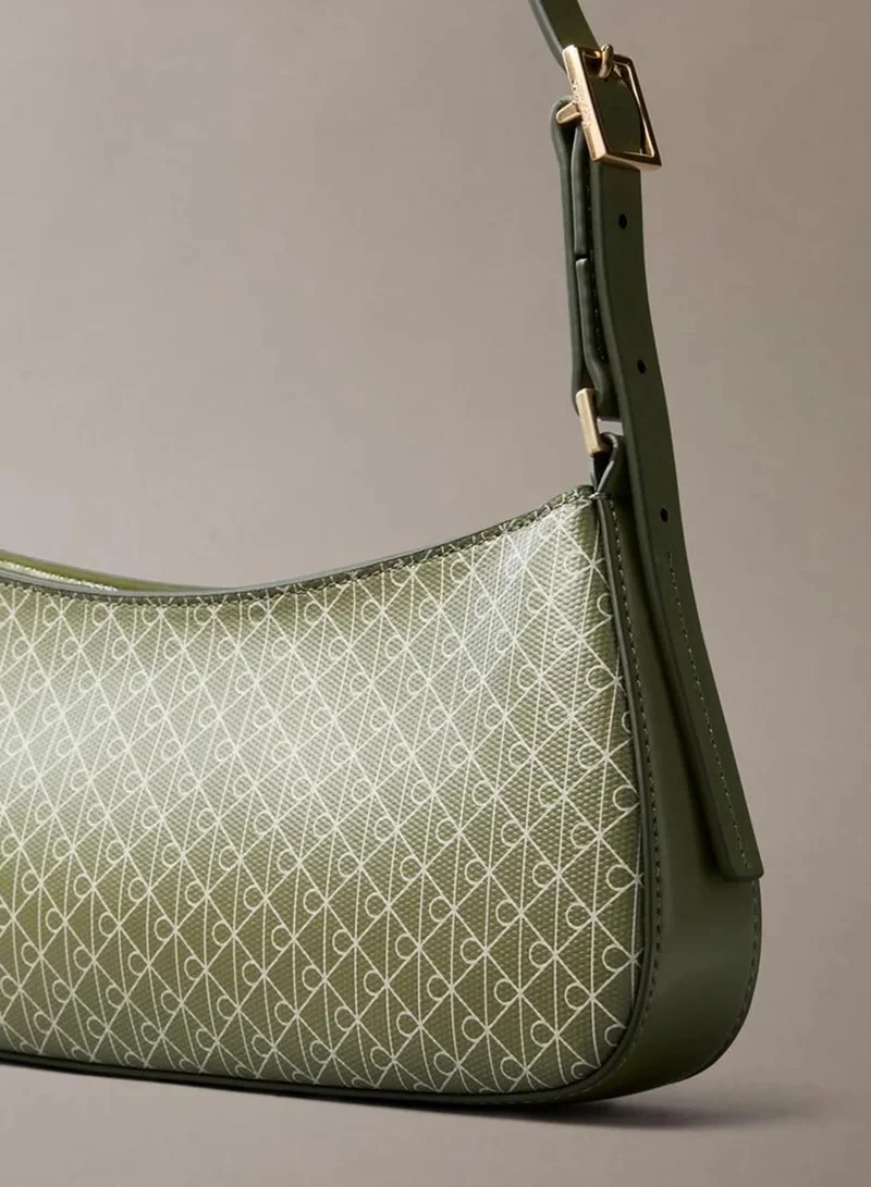 Calvin Klein OLIVINE AOP Coated Emblem Small Shoulder Bag for Women | Best Price UAE