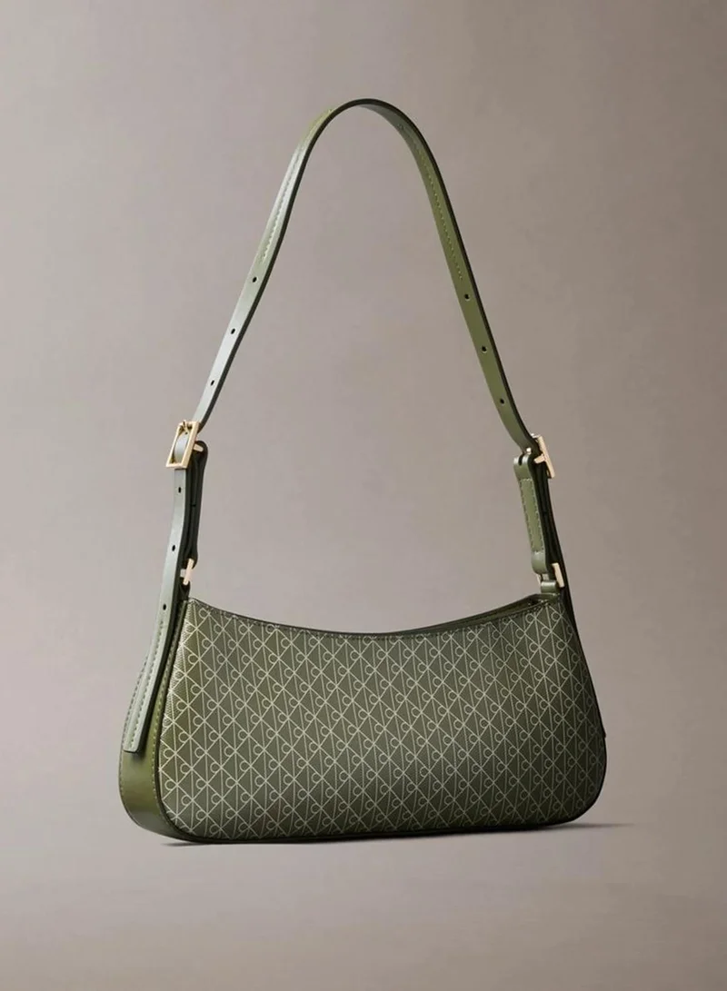 Calvin Klein OLIVINE AOP Coated Emblem Small Shoulder Bag for Women | Best Price UAE