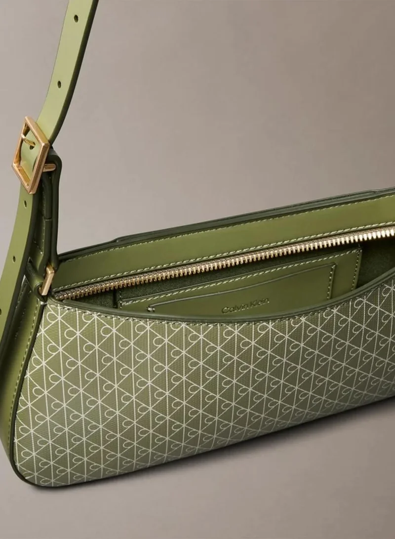 Calvin Klein OLIVINE AOP Coated Emblem Small Shoulder Bag for Women | Best Price UAE