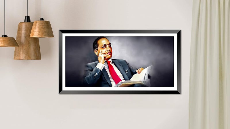 DBrush Dr BR Ambedkar Laminated Uv Coated Framed Baba Saheb Ambedkar Landscape Painting frames Modern Big size For Office Home Decorative Gift item 14 Inch x 26 Inch Synthetic Wood Wall Hanging - Image 2