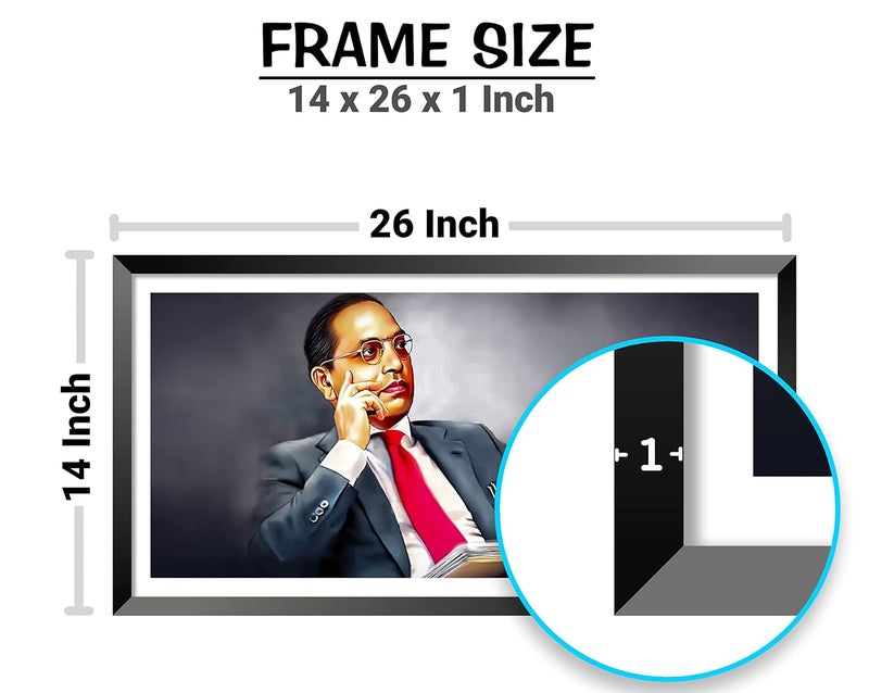 DBrush Dr BR Ambedkar Laminated Uv Coated Framed Baba Saheb Ambedkar Landscape Painting frames Modern Big size For Office Home Decorative Gift item 14 Inch x 26 Inch Synthetic Wood Wall Hanging - Image 3