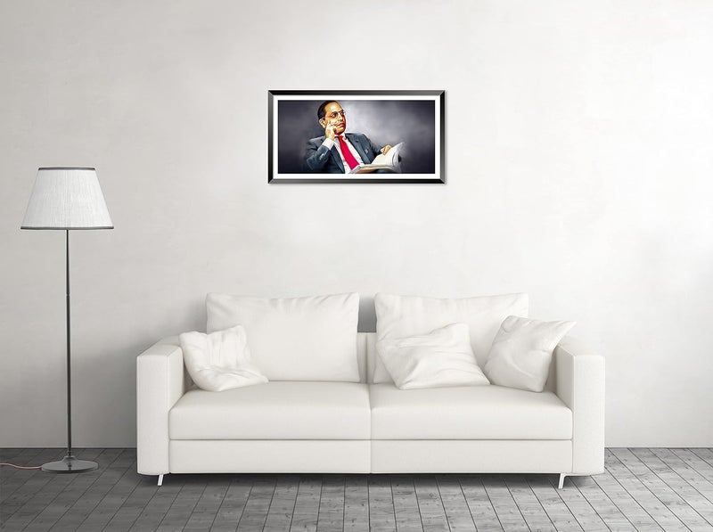 DBrush Dr BR Ambedkar Laminated Uv Coated Framed Baba Saheb Ambedkar Landscape Painting frames Modern Big size For Office Home Decorative Gift item 14 Inch x 26 Inch Synthetic Wood Wall Hanging - Image 4