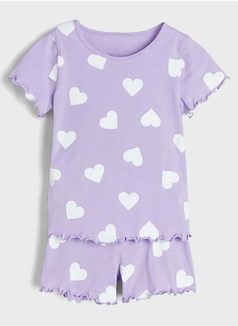 اتش اند ام Kids Printed T-Shirt & Pyjama Shorts Set