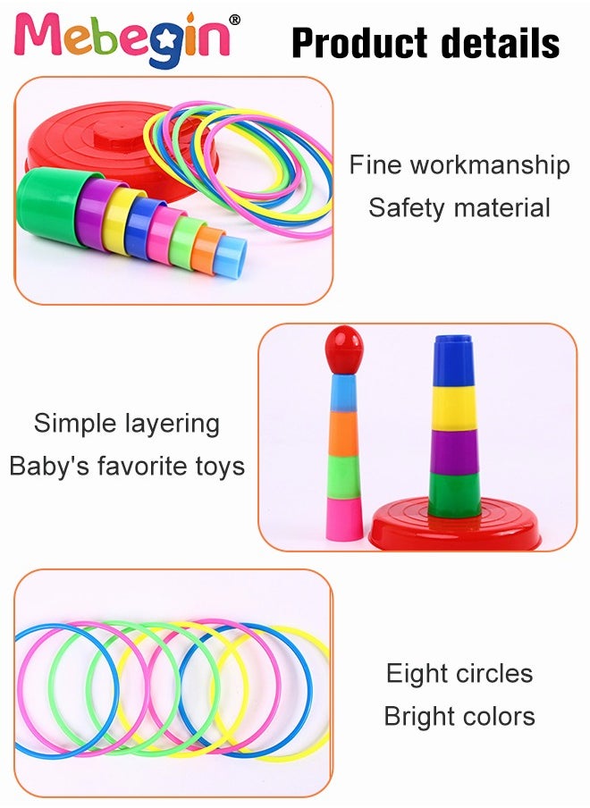 MEBEGIN Ring Toss Game Set with 8 Rings, Stacking Cups Toy, Baby Educational Toys, Easy to Assemble and Disassemble, Great for Parties, Physical Activities, Family Game and Team Games  - Image 4