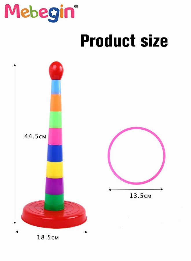 Ring Toss Game Set with 8 Rings, Stacking Cups Toy, Baby Educational Toys, Easy to Assemble and Disassemble, Great for Parties, Physical Activities, Family Game and Team Games
