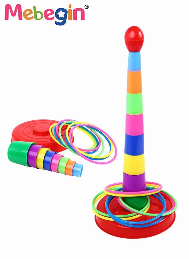 MEBEGIN Ring Toss Game Set with 8 Rings, Stacking Cups Toy, Baby Educational Toys, Easy to Assemble and Disassemble, Great for Parties, Physical Activities, Family Game and Team Games  - Image 2
