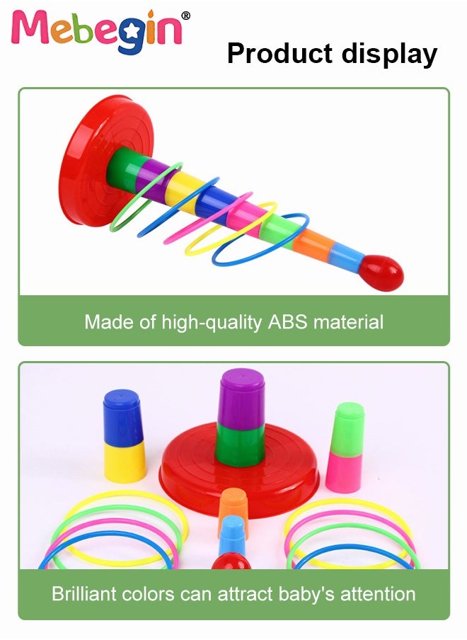 MEBEGIN Ring Toss Game Set with 8 Rings, Stacking Cups Toy, Baby Educational Toys, Easy to Assemble and Disassemble, Great for Parties, Physical Activities, Family Game and Team Games  - Image 5