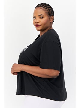 adidas Originals Women Plus Size Short Sleeve Training T-Shirt, Black  - Image 2