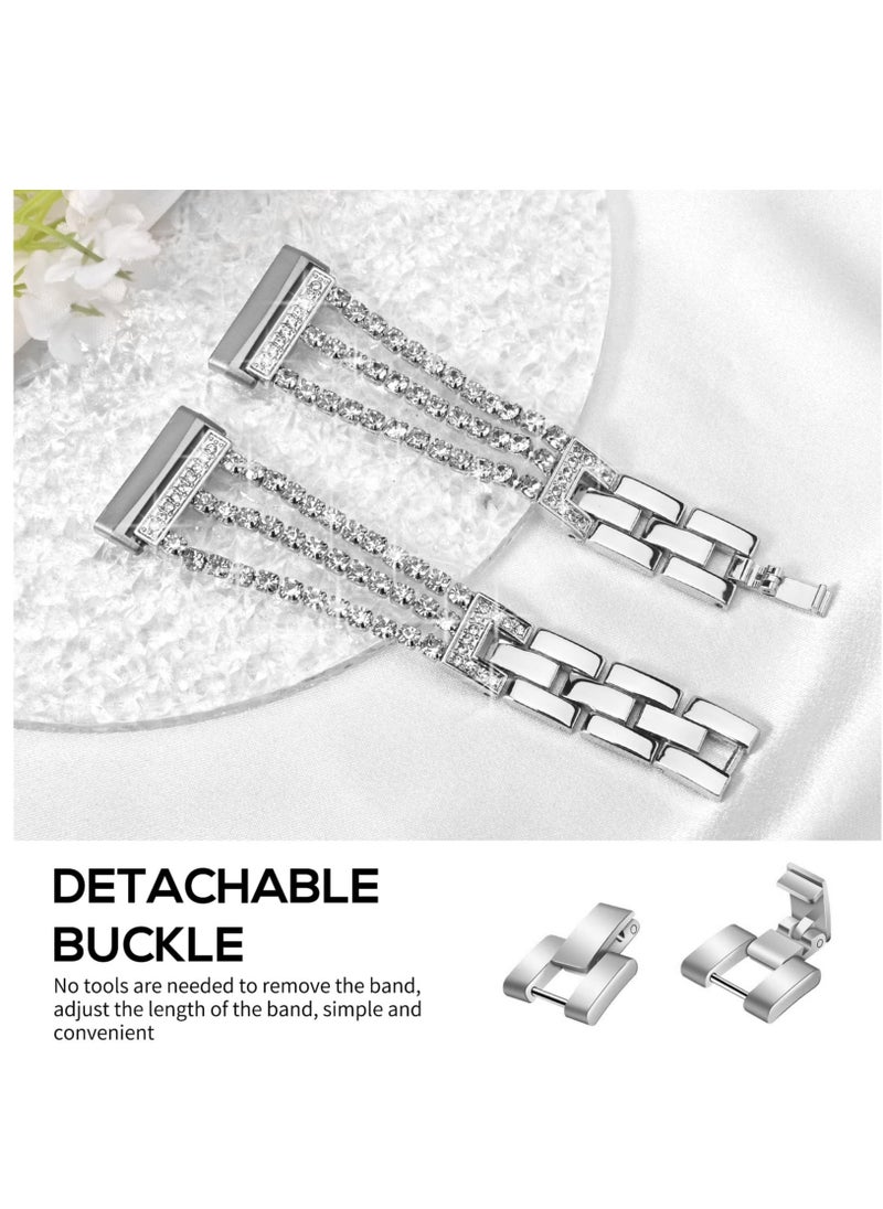 for Fitbit Versa Bands, Compatible with Fitbit Versa 3/Versa 4/Sense and Sense 2 Smart Watch, Bling Diamond Stainless Links Bracelet for Women Girl - Image 5