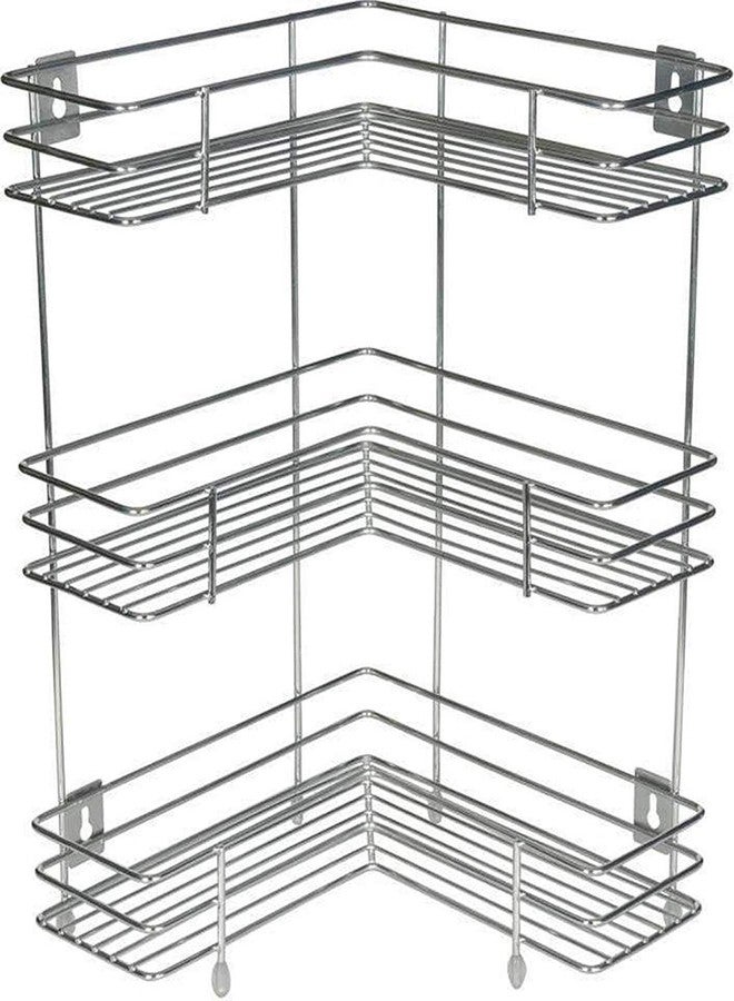 2HEET New 3 Layer L-Shape Kitchen and Bathroom Rack Steel Kitchen Rack (Silver) (Size - Medium) Stainless Steel Kitchen Rack (Silver) - Image 1