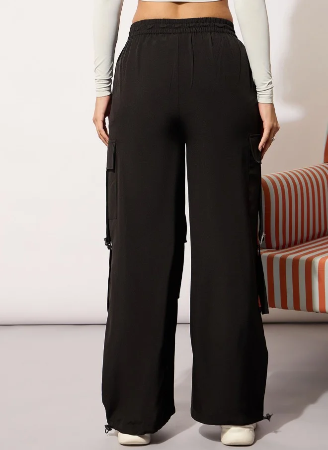 SASSAFRAS Black Cargo Trousers for Women