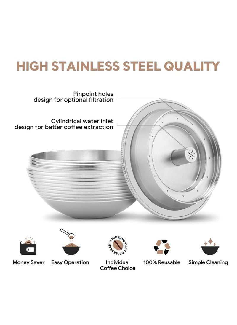 Excefore - Stainless Steel Fillable Coffee Capsules Reusable Coffee Filters Capsule Cup Coffee Capsule Filter Compatible for Nespresso VertuoPlus Machines 80ml - Image 1