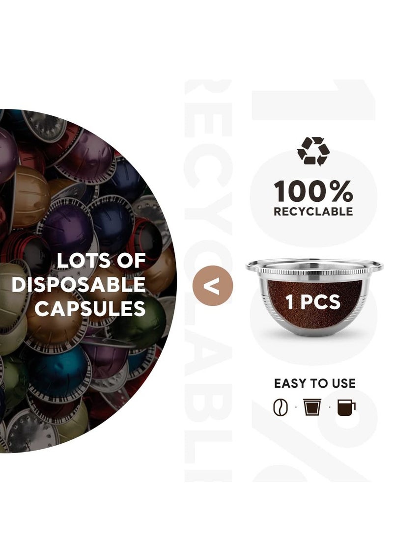 Excefore - Stainless Steel Fillable Coffee Capsules Reusable Coffee Filters Capsule Cup Coffee Capsule Filter Compatible for Nespresso VertuoPlus Machines 80ml - Image 1