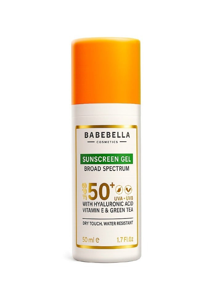 Babebella Cosmetics Sunscreen Gel SPF50+ Dry Touch, No White Cast, Hydrates and Protects 50ml - Image 2