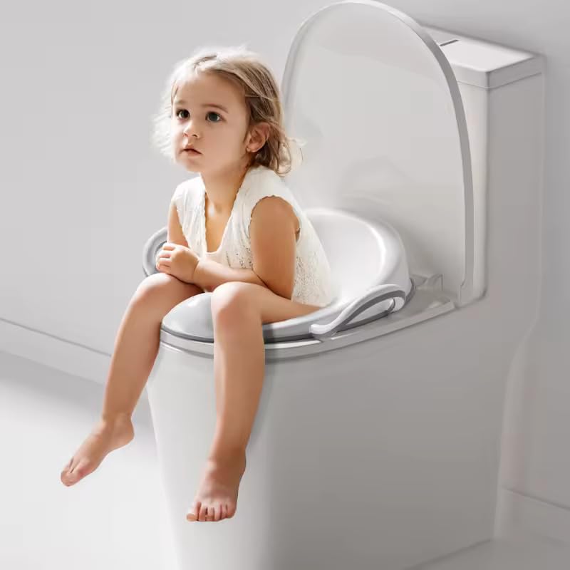 LILBEE Potty Training Toilet Seat for Kids – Non-Slip, BPA-Free, with Handles, Splash Guard & Hanging Hook – Fits Most Toilets – White​ - Image 2