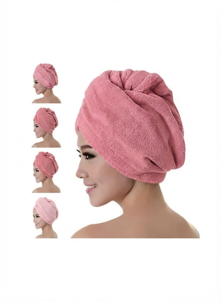 Quick-Dry Hair Drying Towel - Pink - Image 1