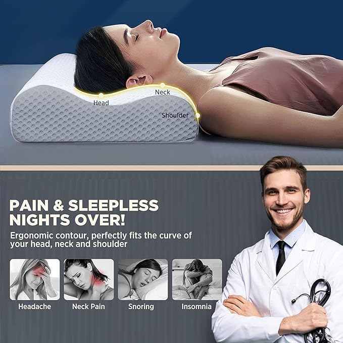 MASHUR FAB Cervical Pillow for Neck Pain & Shoulder Pain Relief-Memory Foam Pillow for Sleeping-Orthopedic Pillow for Spondylitis-Ortho Neck Support Contour Medical Pillow (Grey) - Image 4