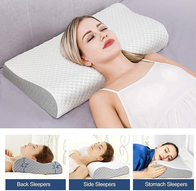 MASHUR FAB Cervical Pillow for Neck Pain & Shoulder Pain Relief-Memory Foam Pillow for Sleeping-Orthopedic Pillow for Spondylitis-Ortho Neck Support Contour Medical Pillow (Grey) - Image 2