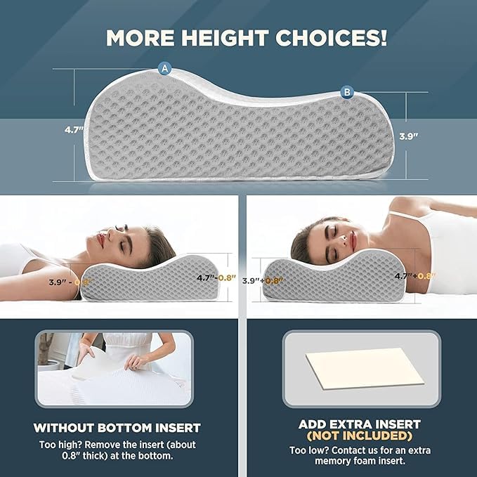 MASHUR FAB Cervical Pillow for Neck Pain & Shoulder Pain Relief-Memory Foam Pillow for Sleeping-Orthopedic Pillow for Spondylitis-Ortho Neck Support Contour Medical Pillow (Grey) - Image 3