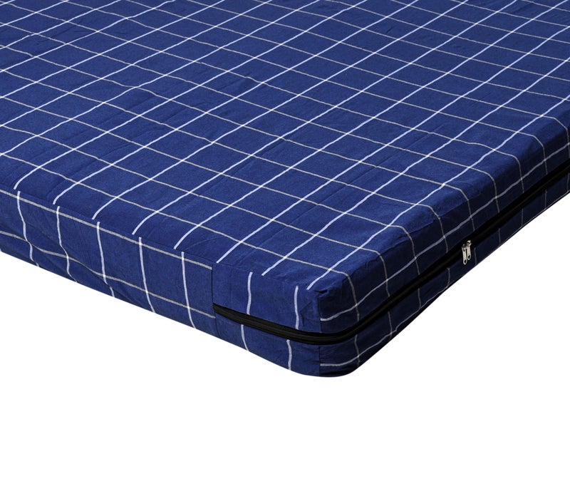 ASIAN Handloom Cotton 300TC 6.5x3 feet Mattress Cover Protector with Zip/Chain Single Bed (1 pc Single 78x36x4 Blue, Blue) - Image 1