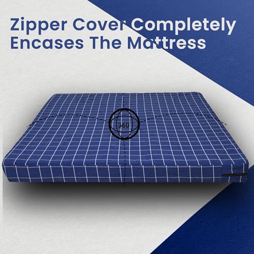 ASIAN Handloom Cotton 300TC 6.5x3 feet Mattress Cover Protector with Zip/Chain Single Bed (1 pc Single 78x36x4 Blue, Blue) - Image 5
