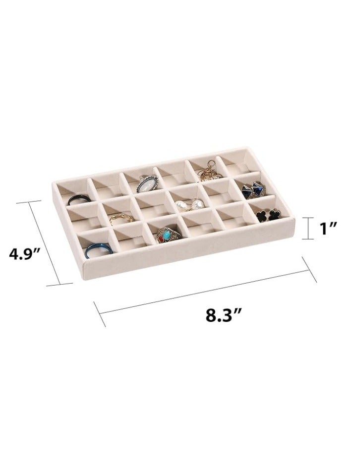 Stackable Jewelry Trays Organizer for Drawer, 4 Set of Jewelry Organizers and Display Case Storage, Velvet Drawer Inserts Organizer for Necklace Bracelets Earrings Organizer-4 Set , Gift For Her,Beige  - Image 5