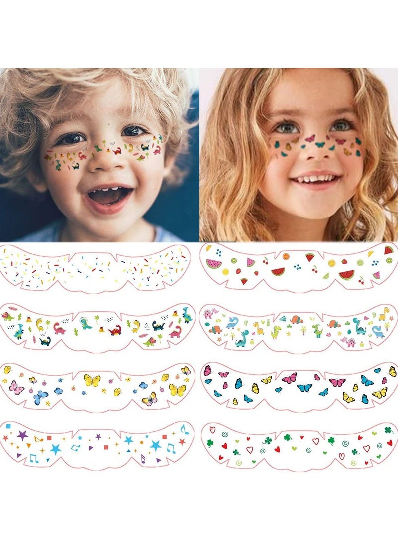 Face Temporary Tattoos for Kids Cartoon erfly Fruit Dinosaur Freckle Tattoo Stickers Girls Boys Makeup Dancer Costume Birthday Party - Image 1