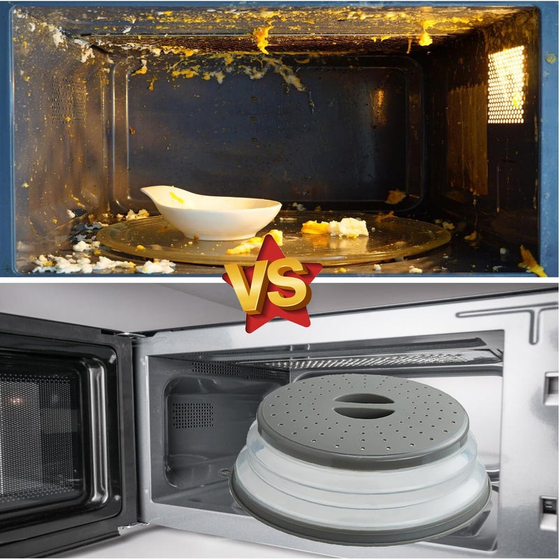 XGHJ Microwave Splatter Cover Vented for Food, Splatter Guard & Colander Kitchen Gadget for Fruit Vegetables Microwave Plate Cover with Hook Hole,Dishwasher-Safe,BPA-Free Silicone & Plastic (1 Pack) - Image 3