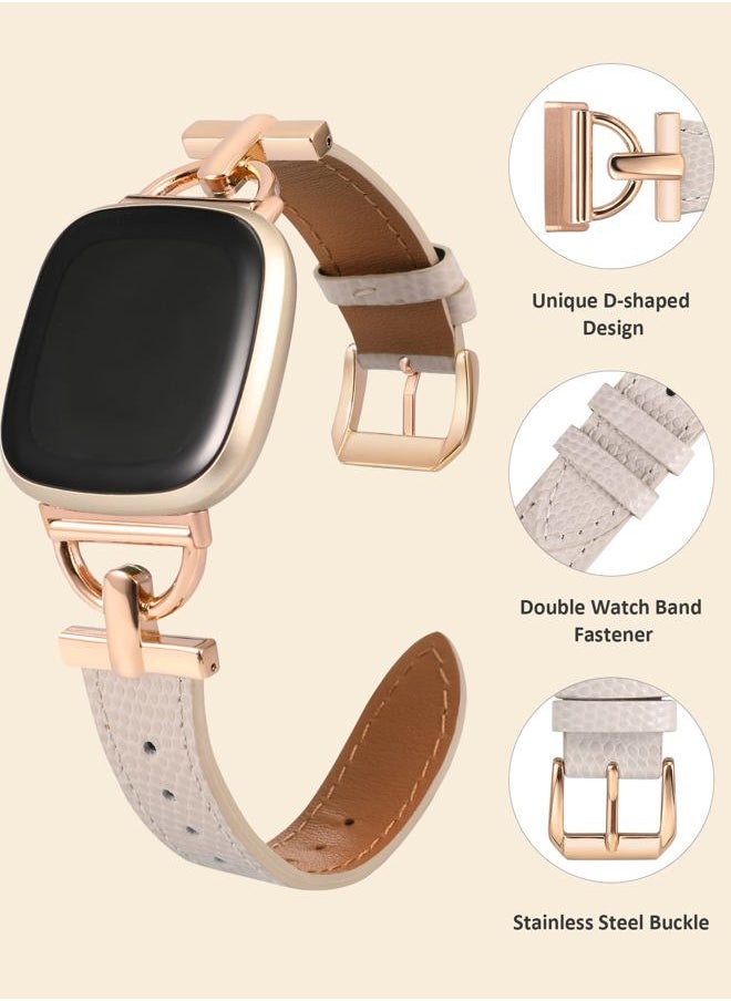 Wearlizer Women's Leather Band for Fitbit Versa 3/4/Sense 2 - Elegant D-Shape Metal Buckle, Premium Leather, Skin-Friendly, Secure Connectors, 1 Year Warranty  - Image 4