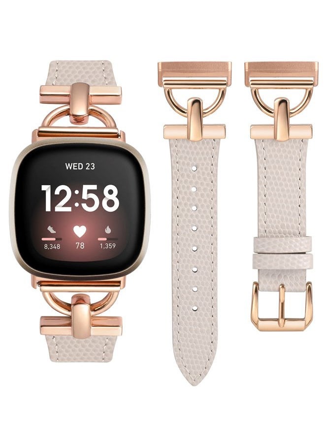 Wearlizer Women's Leather Band for Fitbit Versa 3/4/Sense 2 - Elegant D-Shape Metal Buckle, Premium Leather, Skin-Friendly, Secure Connectors, 1 Year Warranty  - Image 1