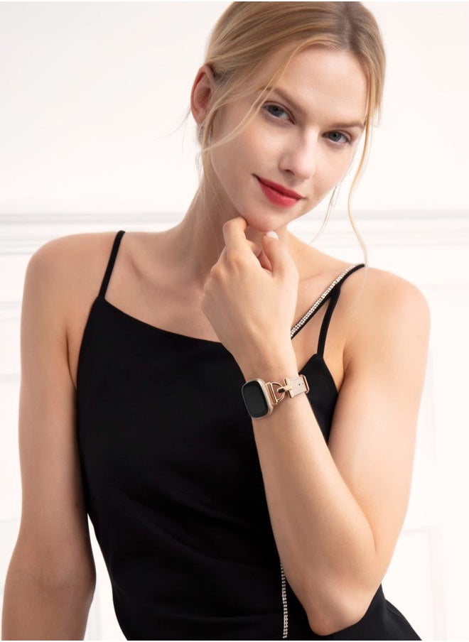 Wearlizer Women's Leather Band for Fitbit Versa 3/4/Sense 2 - Elegant D-Shape Metal Buckle, Premium Leather, Skin-Friendly, Secure Connectors, 1 Year Warranty  - Image 5