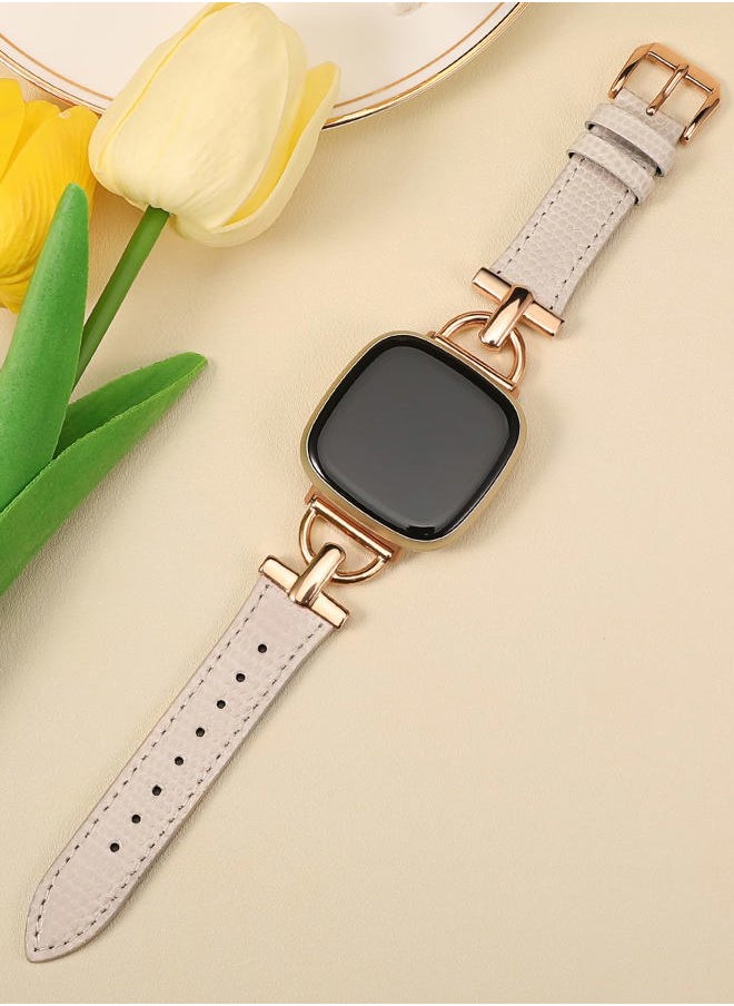 Wearlizer Women's Leather Band for Fitbit Versa 3/4/Sense 2 - Elegant D-Shape Metal Buckle, Premium Leather, Skin-Friendly, Secure Connectors, 1 Year Warranty  - Image 2