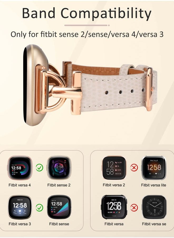 Wearlizer Women's Leather Band for Fitbit Versa 3/4/Sense 2 - Elegant D-Shape Metal Buckle, Premium Leather, Skin-Friendly, Secure Connectors, 1 Year Warranty  - Image 3