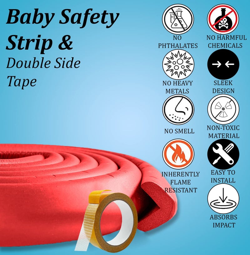 SYGA Baby Safety Strip Furniture Edge Guard Cushion Corner Cover 2 Meter 6.5 feet Tape Infant Bump Protector (Red) - Image 5