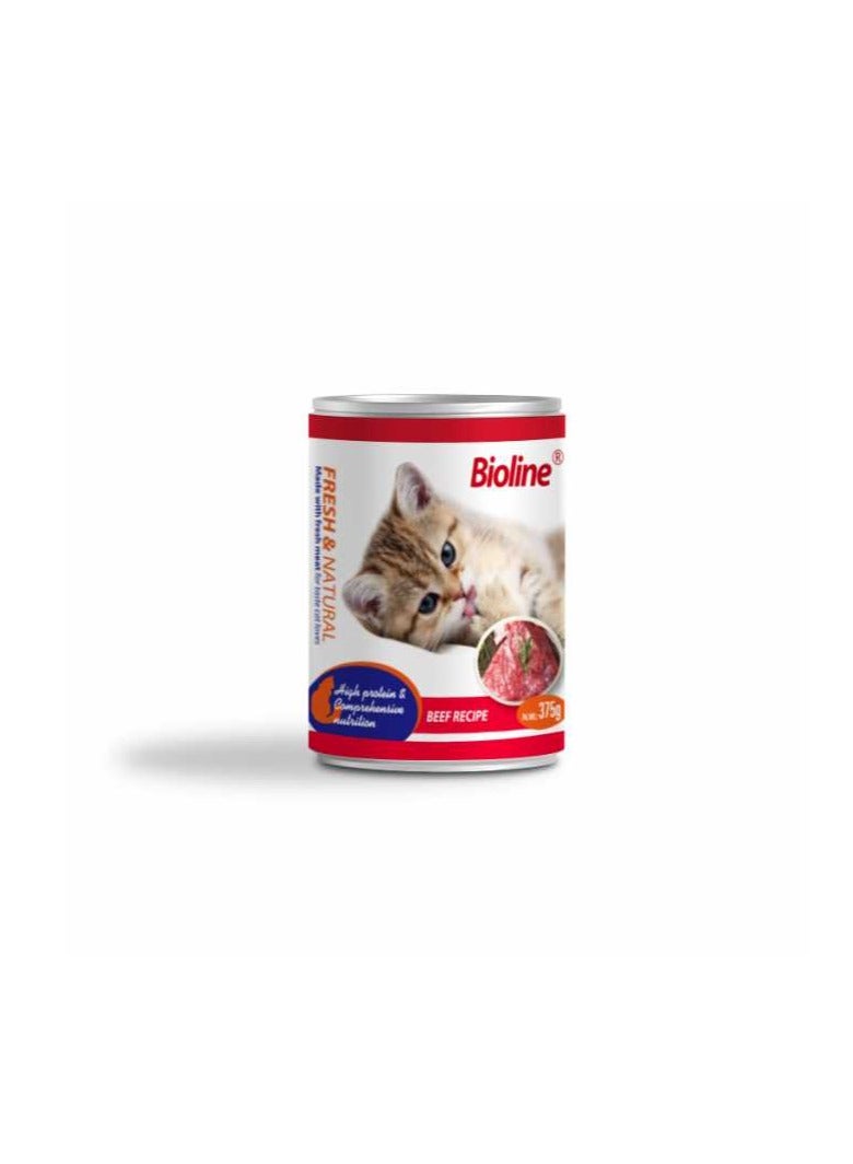 بايولاين 375 جرام طعام القطط المعلب بنكهة اللحم البقري