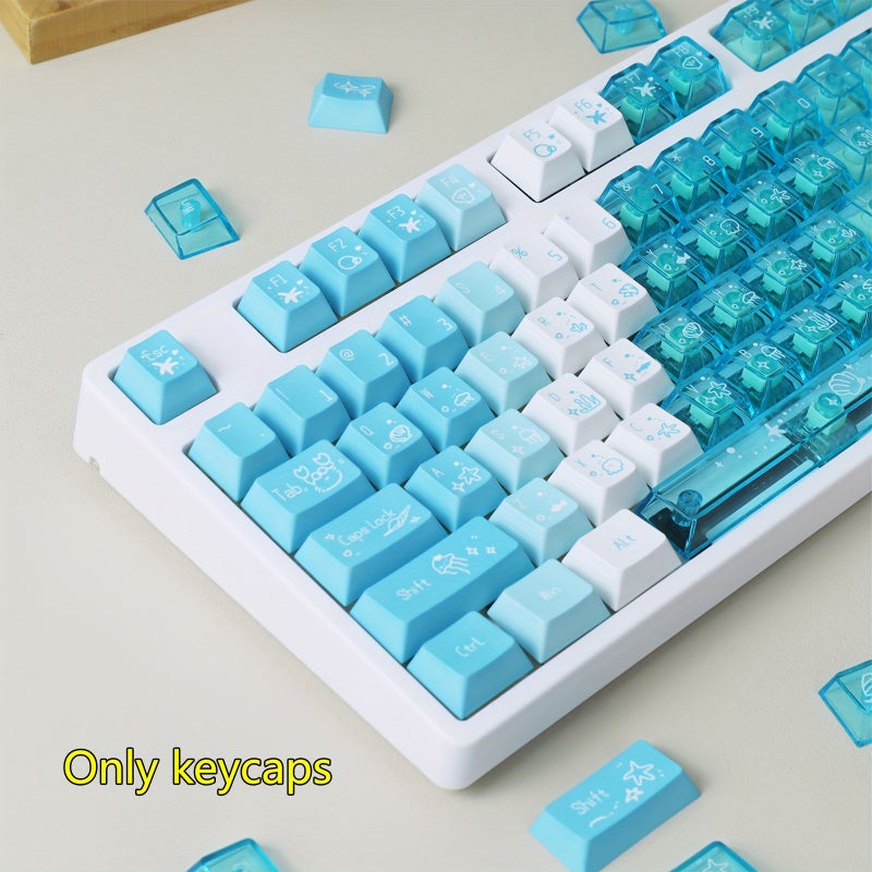 Blue Pink Purple Crystal Transparent 150 Key Cherry Keycaps Set for Mechanical Keyboard - Image 1
