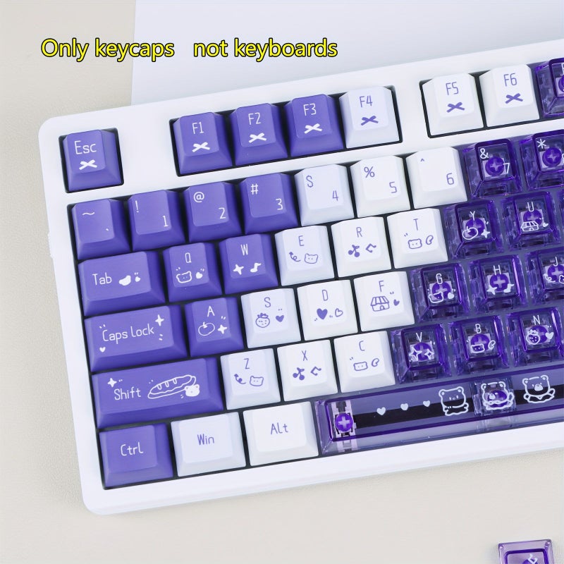 Blue Pink Purple Crystal Transparent 150 Key Cherry Keycaps Set for Mechanical Keyboard - Image 5