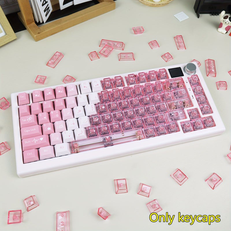 Blue Pink Purple Crystal Transparent 150 Key Cherry Keycaps Set for Mechanical Keyboard - Image 2
