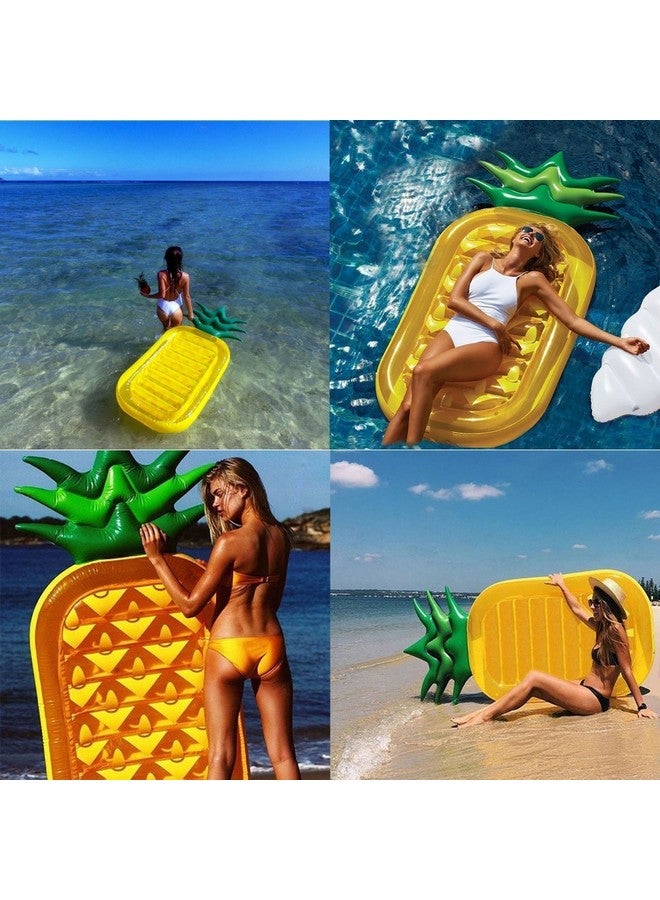 Jasonwell Giant 76" Pineapple Pool Party Float Raft Summer Beach Swimming Pool Inflatable Floatie Lounge Pool Lounger Party Water Toys Pool Raft For Kids Adults - Image 3
