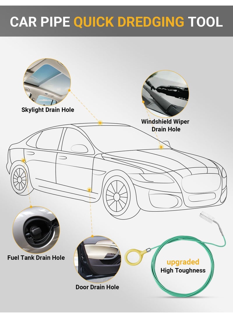 أداة محسنة لتنظيف مصرف فتحة سقف السيارة، فرشاة مرنة طويلة بطول 120 بوصة لتنظيف أنابيب الصرف في السيارة، أداة رفيعة لتجريف المصارف، مثالية لفتحة سقف السيارة وفتحة تصريف مساحات الزجاج الأمامي - Image 2