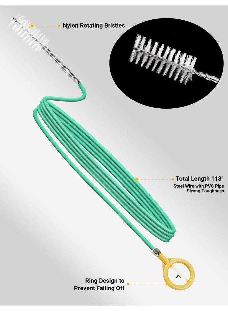 أداة محسنة لتنظيف مصرف فتحة سقف السيارة، فرشاة مرنة طويلة بطول 120 بوصة لتنظيف أنابيب الصرف في السيارة، أداة رفيعة لتجريف المصارف، مثالية لفتحة سقف السيارة وفتحة تصريف مساحات الزجاج الأمامي - Image 1