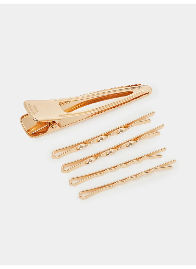 ستايلي Styli Set of 5 - Plain Metal Hair Clip