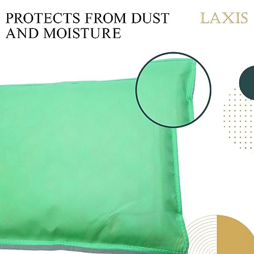 LAXIS® Non-Woven Plain Single Saree Bags, Transparent Saree Covers With Zip, Saree Covers For Storage, Wardrobe Organiser, Size-36x42x2cm (Pack of 10, Green) - Image 3