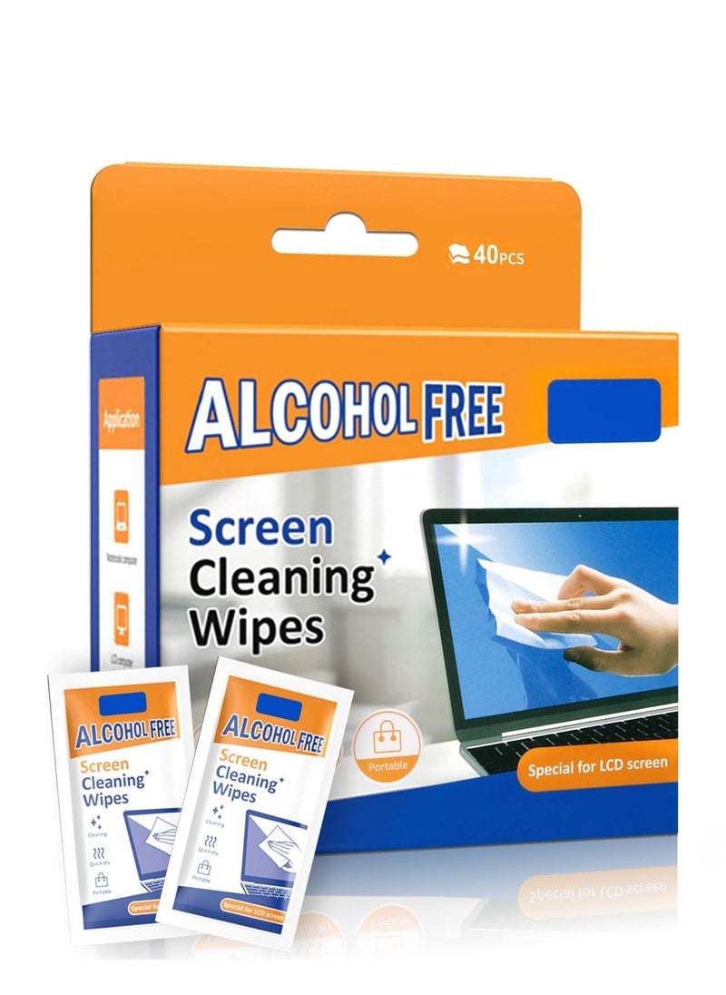 spa luxetique Screen & Electronic Cleaning Wipes，Pre-Moistened Individual Wrapped (12 x20cm) TV Screen Cleaner, Computer Monitor, Laptop, Lens Camera Sunglass Wipes ，Streak-Free，40 Pack  - Image 1