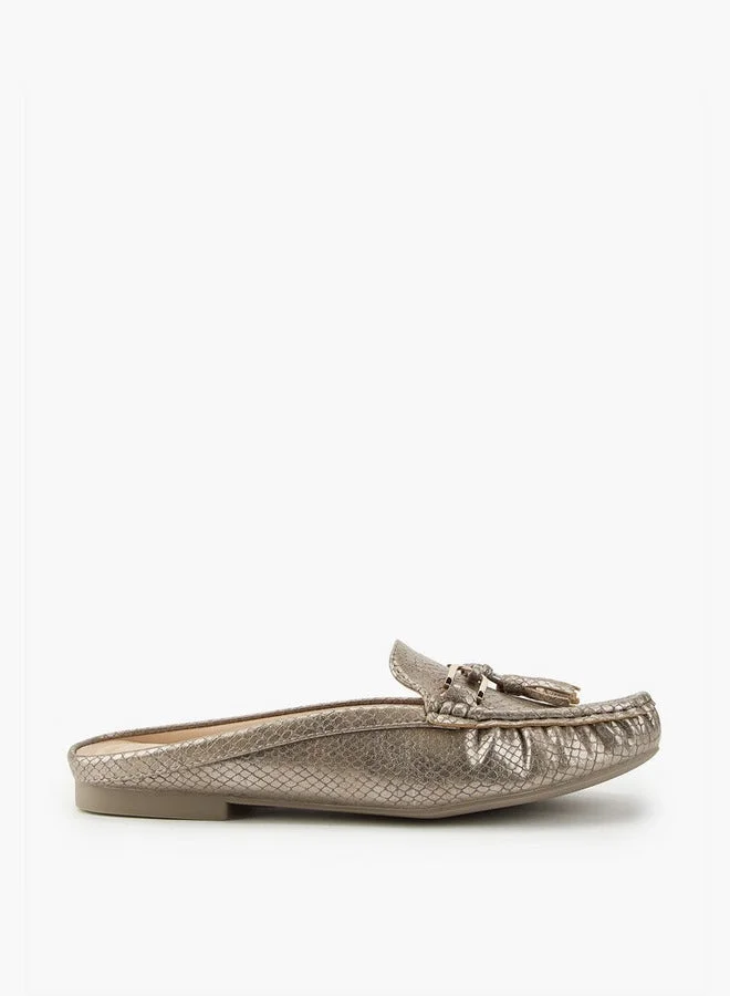 Flora Bella By Shoexpress Textured Mules with Tassels