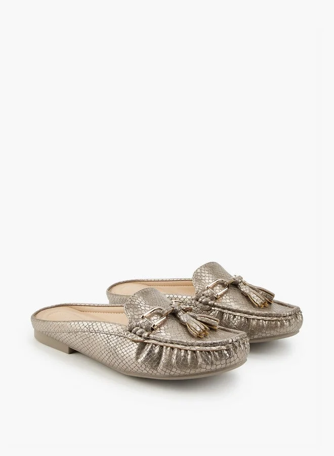 Flora Bella By Shoexpress Textured Mules with Tassels