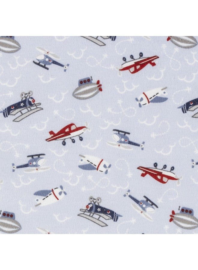 Trend Lab Sky Traveler 4 Pack Flannel Blankets Air Travel White Red Blue Gray; Buffalo Check White Navy; Starry Safari White Navy; Moon & Star White Gray; 30 In X 30 - Image 3
