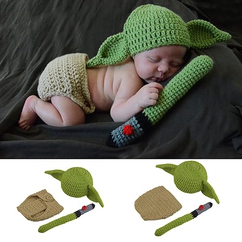 SPOKKI 3 PCS Newborn Photography Prop Baby Hat Knit Handmade Cover Diaper Costume for Infant Boy Girl Princess Twins (0-6 month) - Image 4