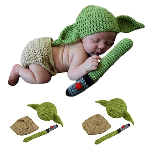 SPOKKI 3 PCS Newborn Photography Prop Baby Hat Knit Handmade Cover Diaper Costume for Infant Boy Girl Princess Twins (0-6 month) - Image 1